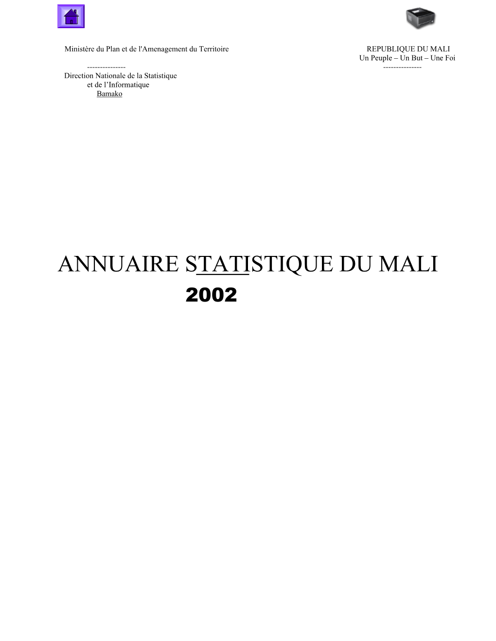 Annuaire Statistique Du Mali