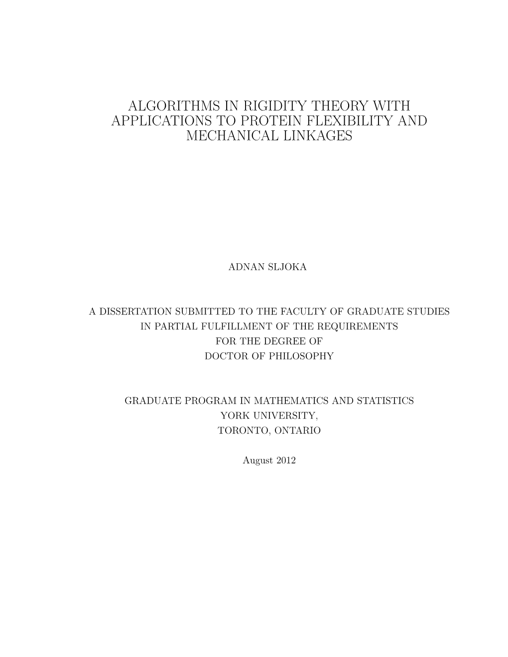Algorithms in Rigidity Theory with Applications to Protein Flexibility and Mechanical Linkages