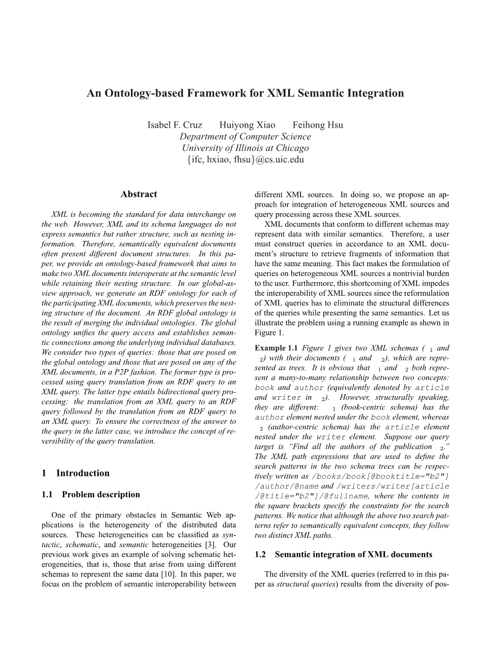 An Ontology-Based Framework for XML Semantic Integration