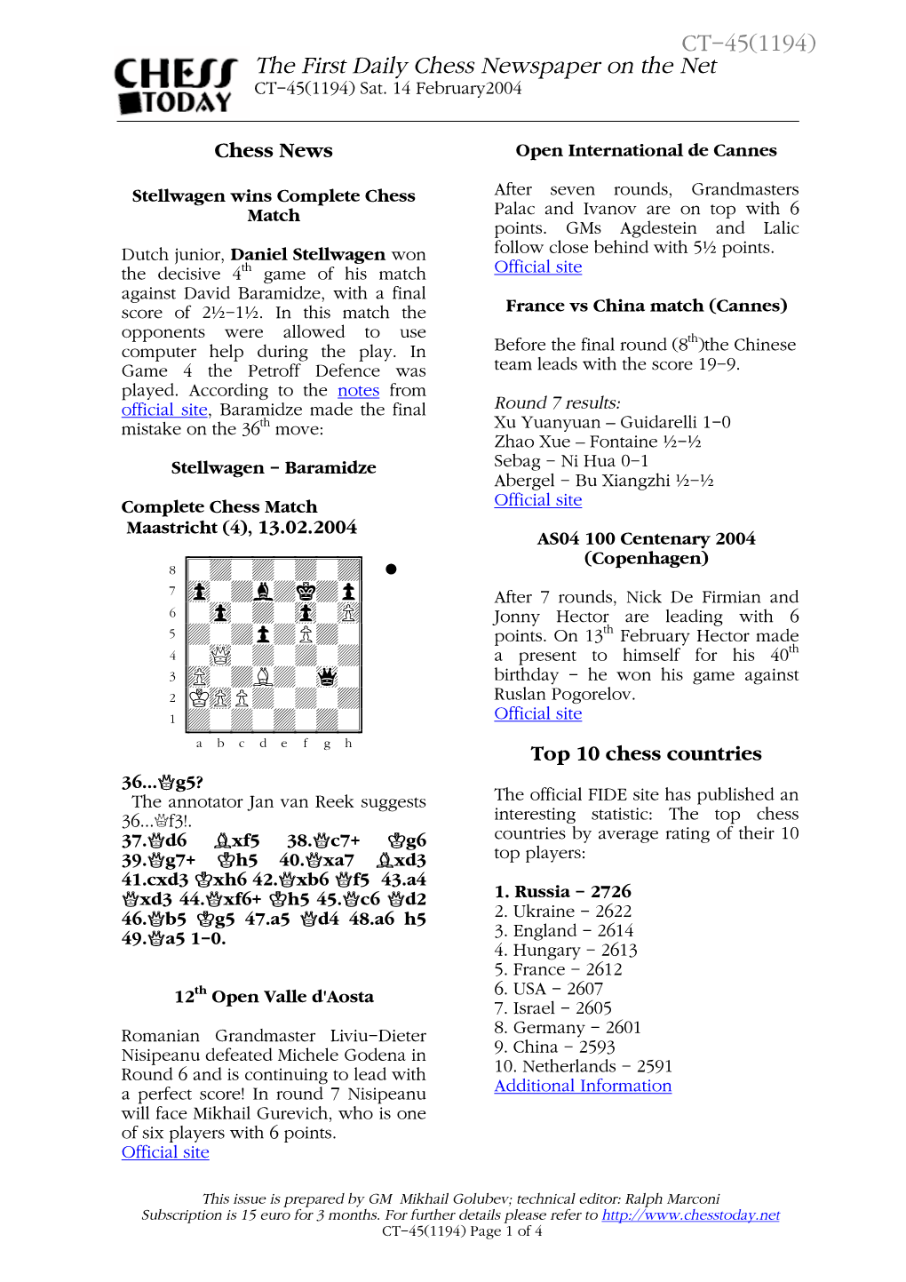 Stellwagen Wins Complete Chess Match