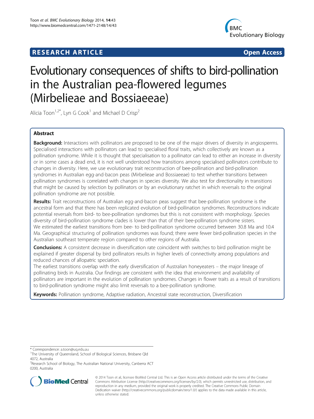 Evolutionary Consequences of Shifts to Bird-Pollination In