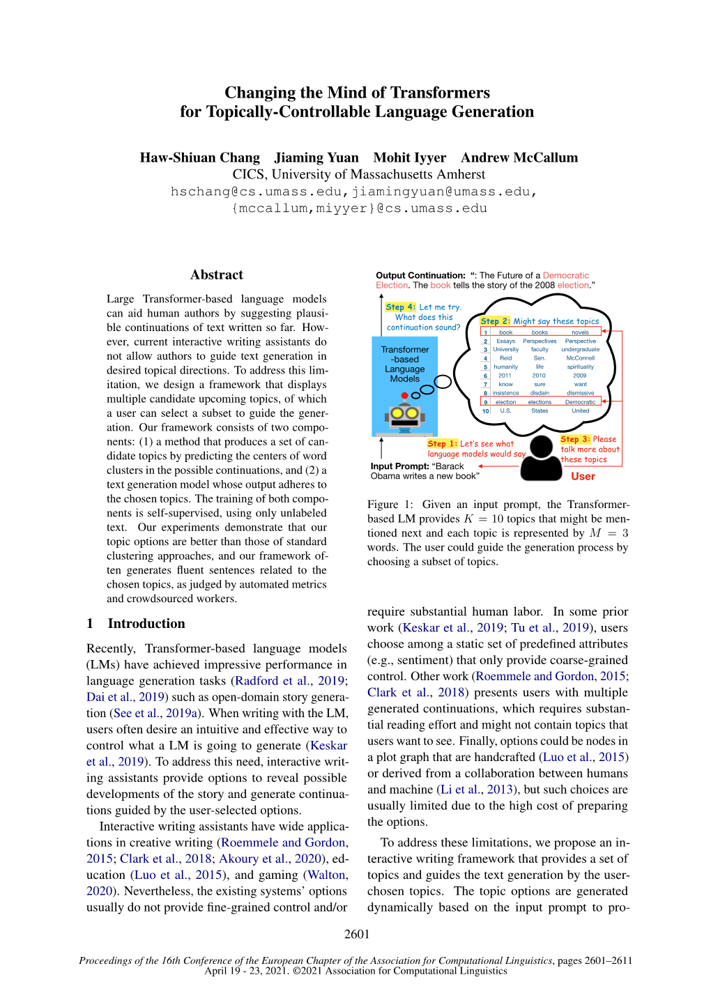 Changing the Mind of Transformers for Topically-Controllable Language Generation