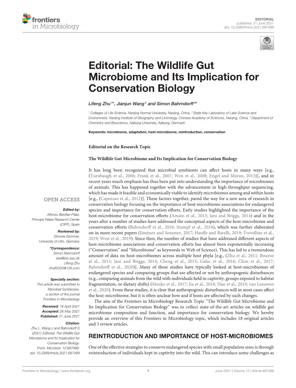 The Wildlife Gut Microbiome and Its Implication for Conservation Biology