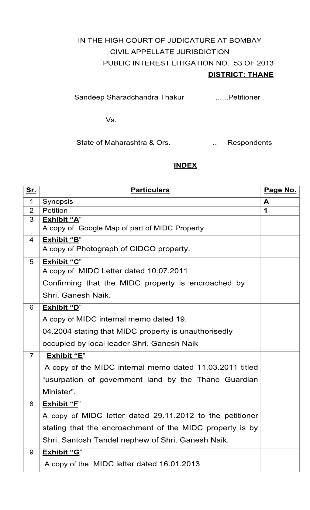 A Copy of Photograph of CIDCO Property. a Copy of MIDC Letter