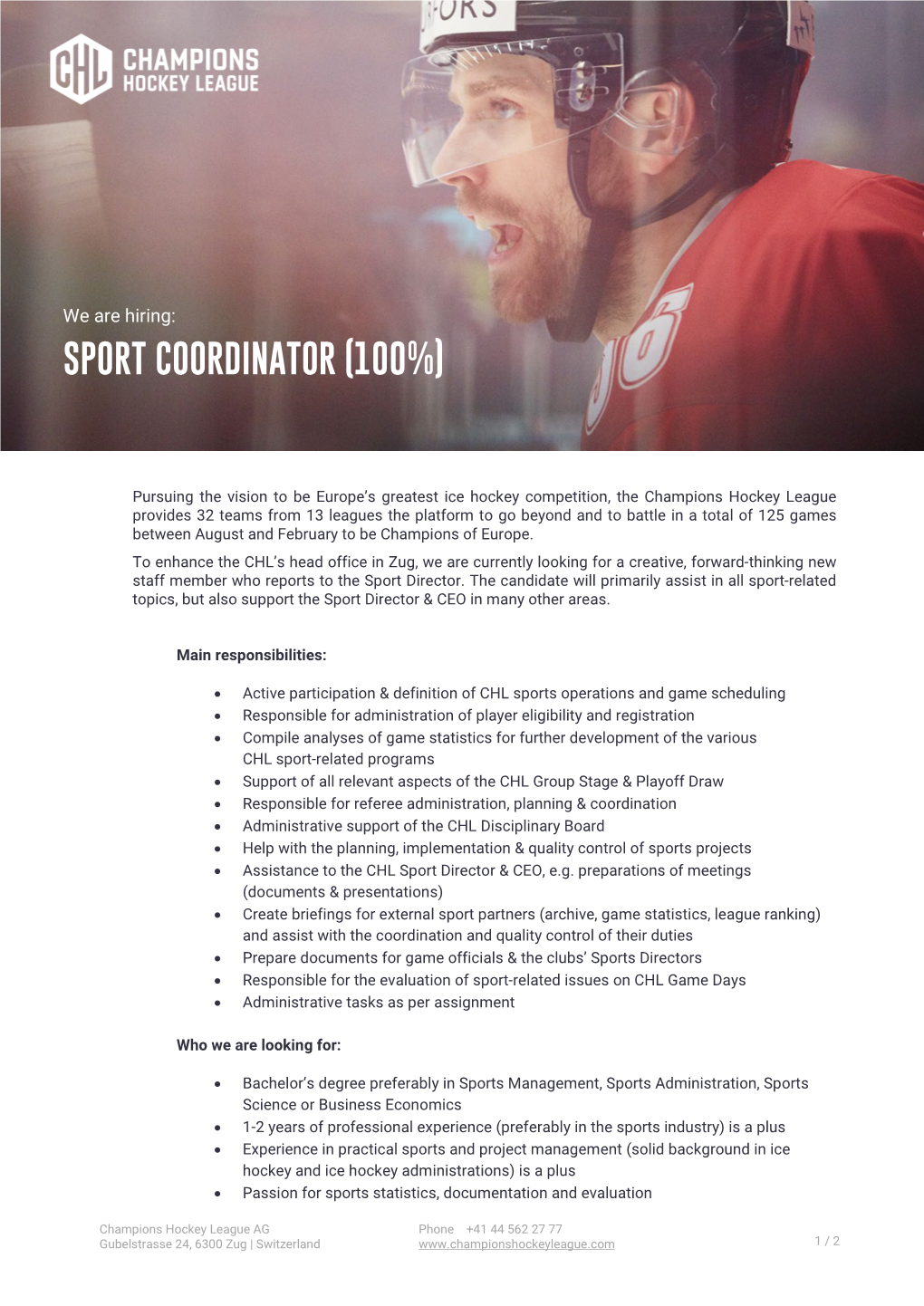 CHL Sport Coordinator