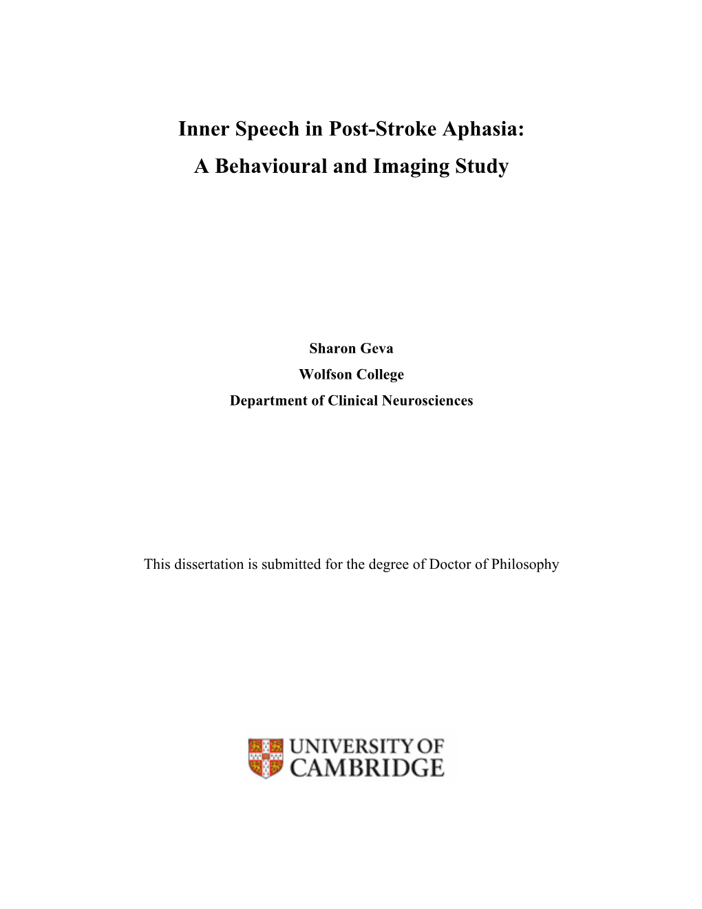 Inner Speech in Post-Stroke Aphasia: a Behavioural and Imaging Study