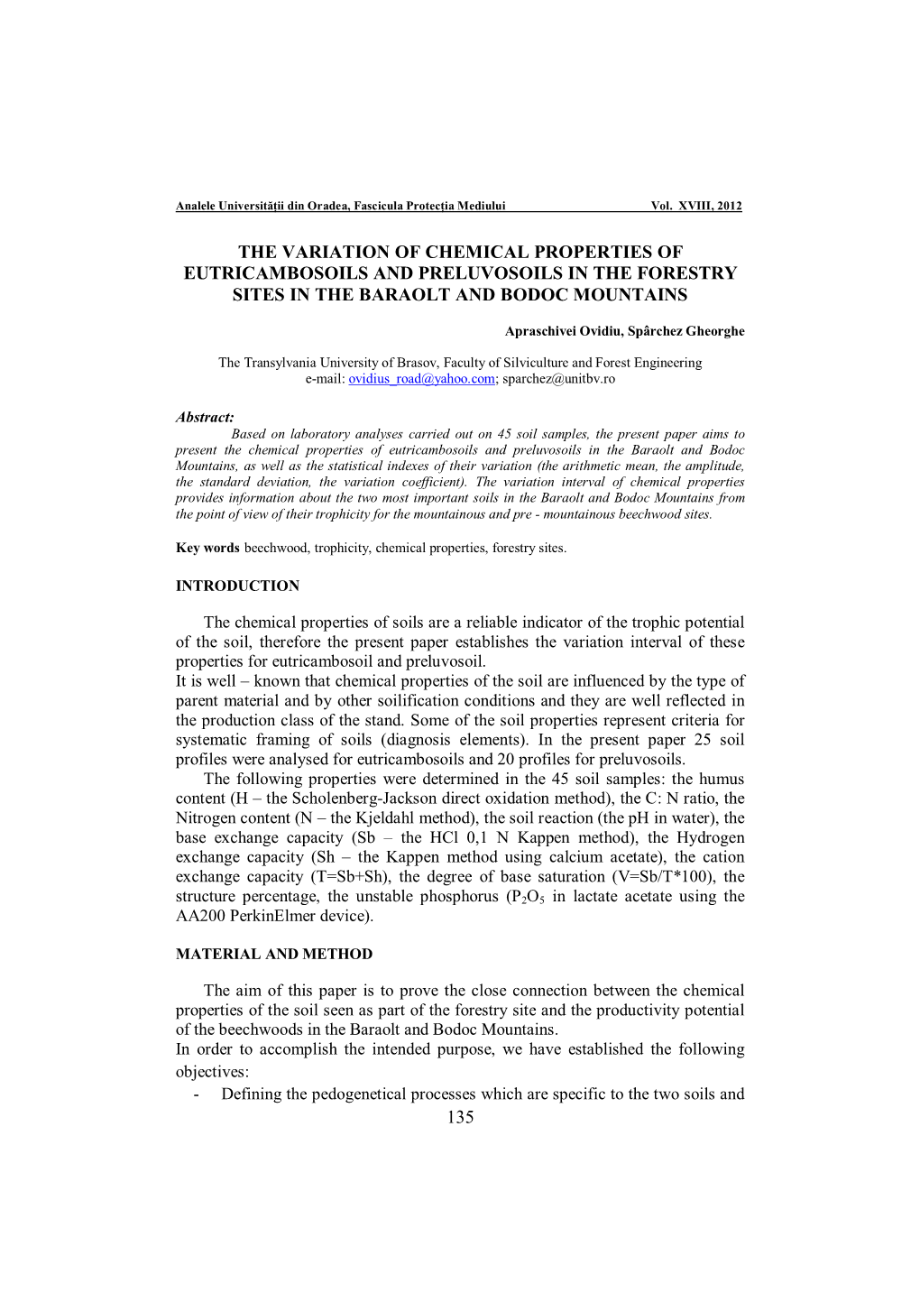 135 the Variation of Chemical Properties Of