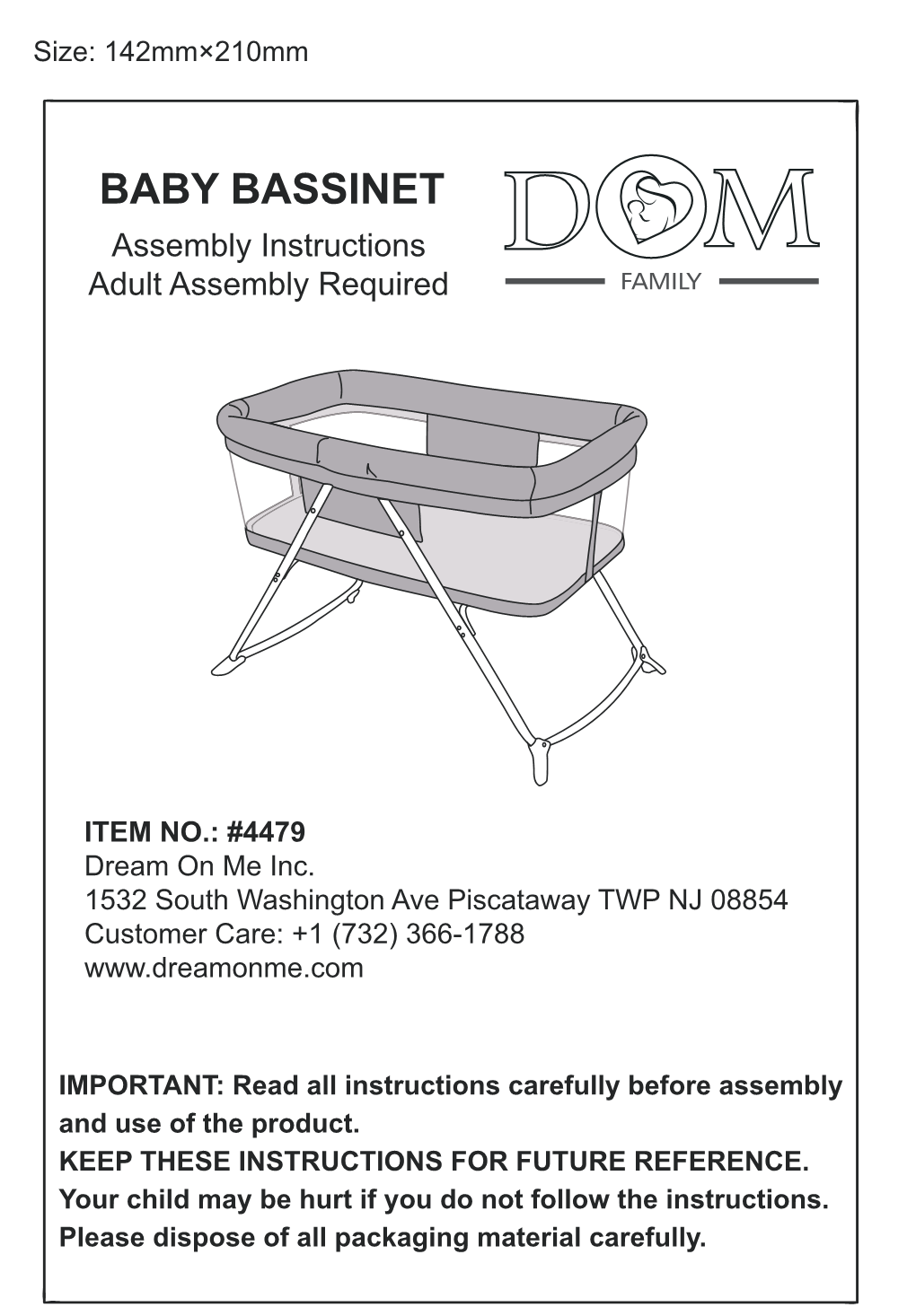 BABY BASSINET Assembly Instructions Adult Assembly Required