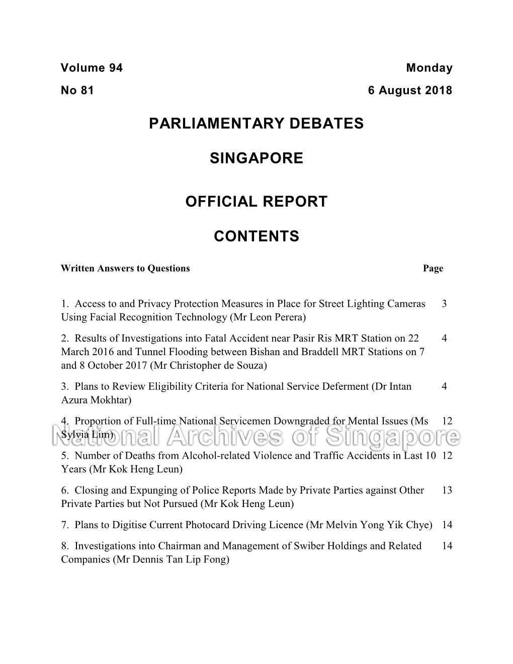 Parliamentary Debates Singapore Official Report