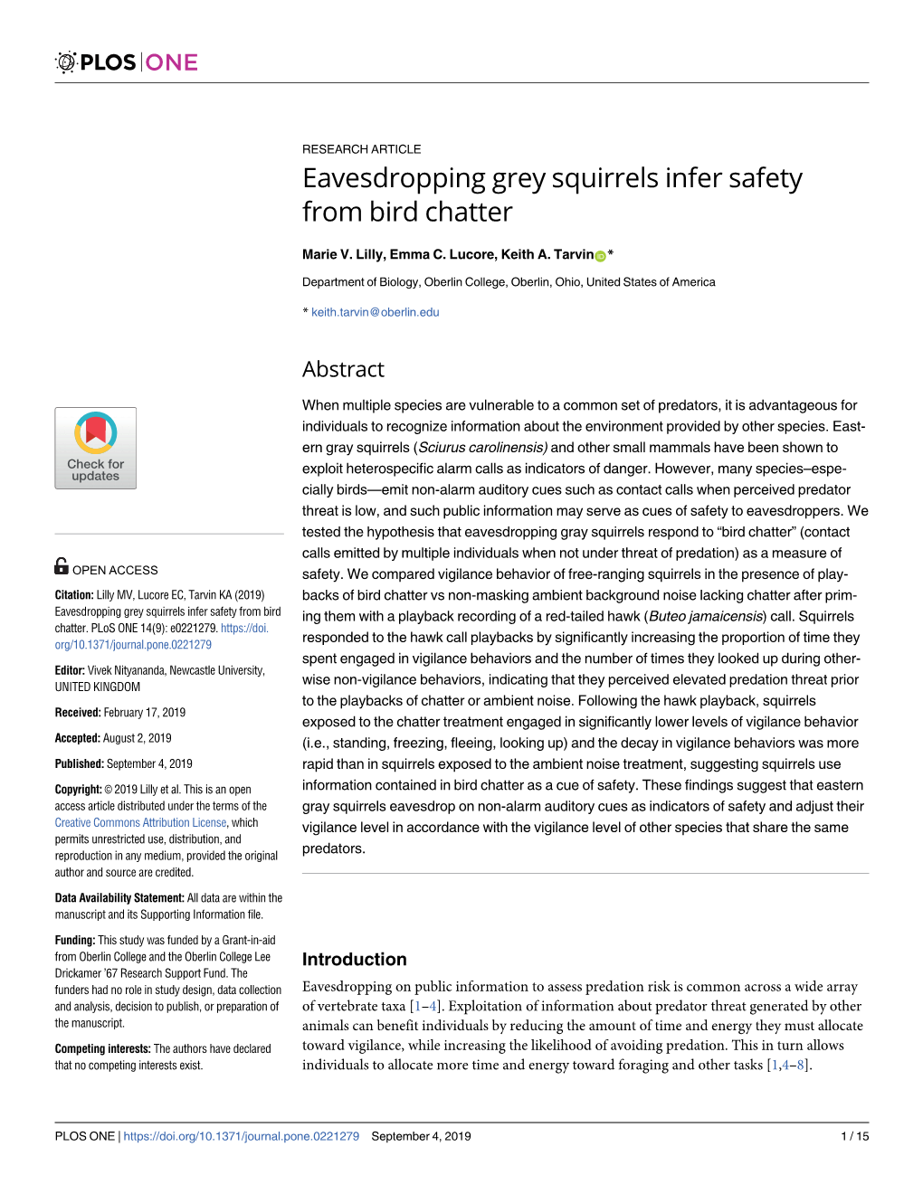 Eavesdropping Grey Squirrels Infer Safety from Bird Chatter