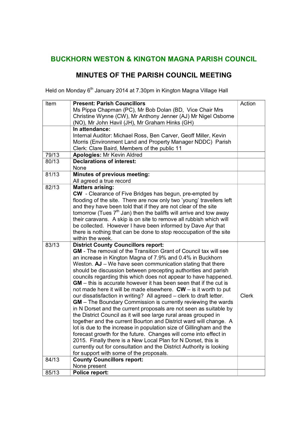 Buckhorn Weston & Kington Magna Parish Council