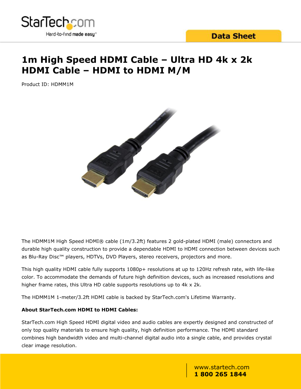 1M High Speed HDMI Cable – Ultra HD 4K X 2K HDMI Cable – HDMI to HDMI M/M