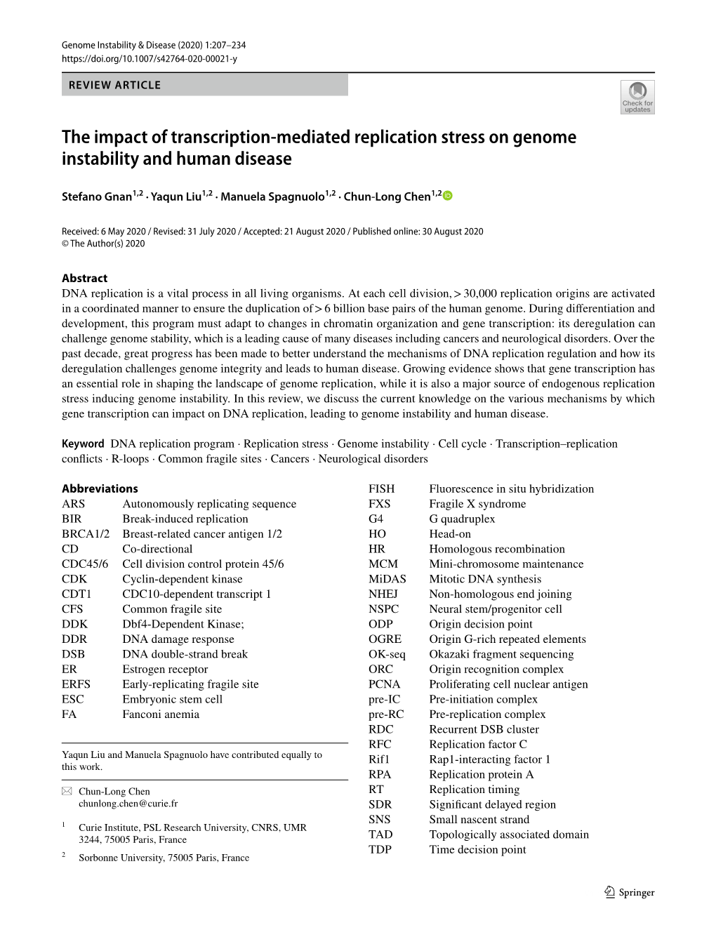 The Impact of Transcription-Mediated Replication Stress on Genome