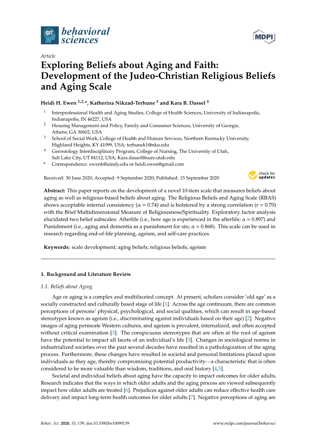 Development of the Judeo-Christian Religious Beliefs and Aging Scale