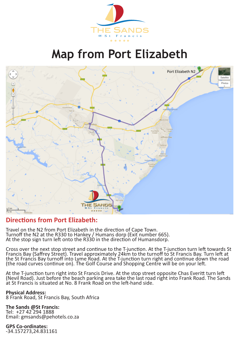 Map from Port Elizabeth