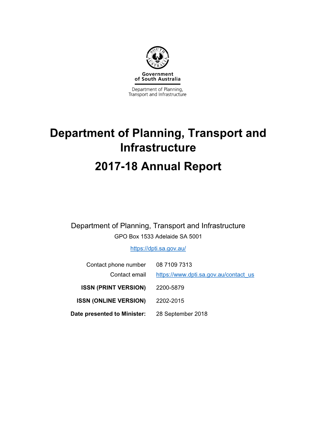 2017-18 DPTI Annual Report