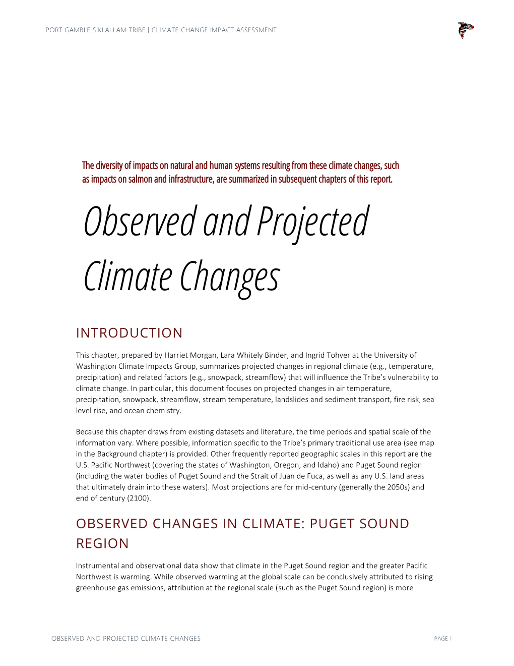 Observed and Projected Climate Changes