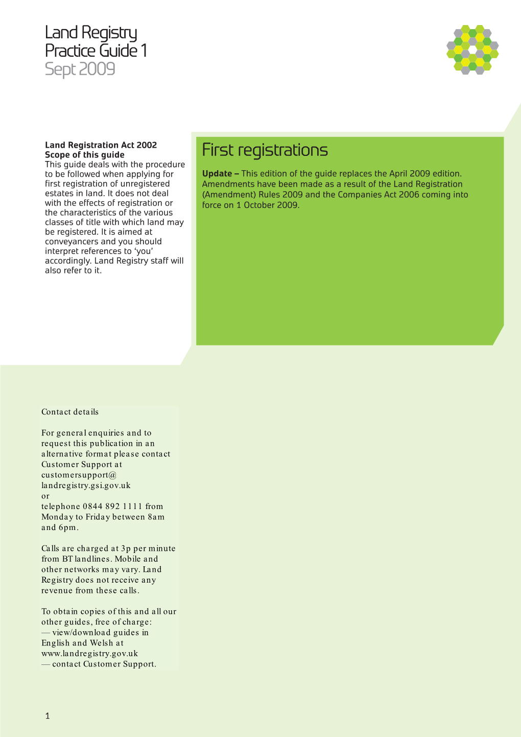 Land Registry Practice Guide 1 Sept 2009