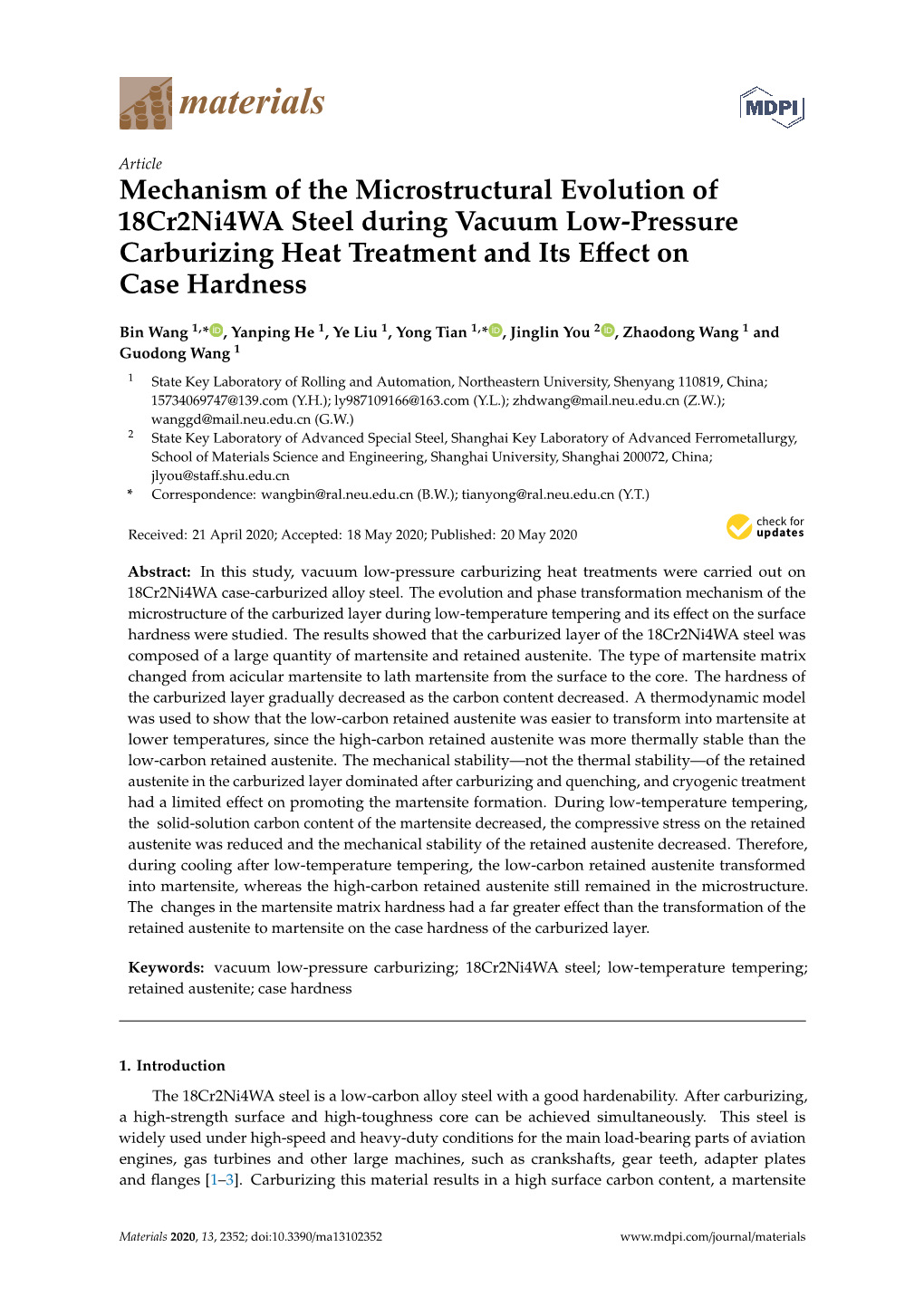 Mechanism of the Microstructural Evolution of 18Cr2ni4wa Steel During Vacuum Low-Pressure Carburizing Heat Treatment and Its Eﬀect on Case Hardness