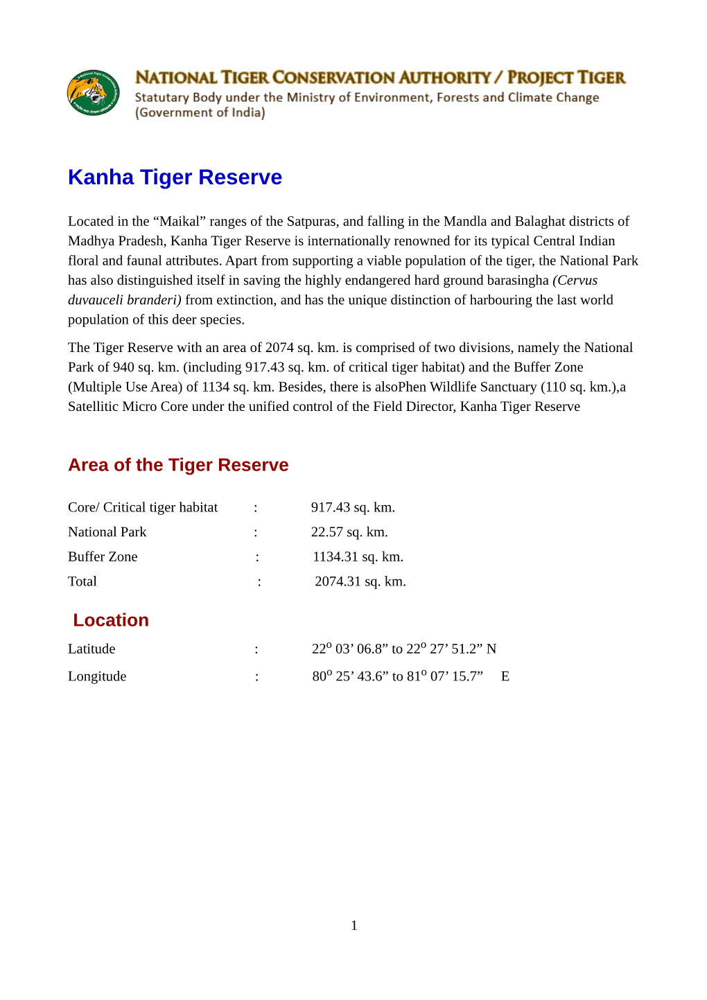 Kanha Tiger Reserve