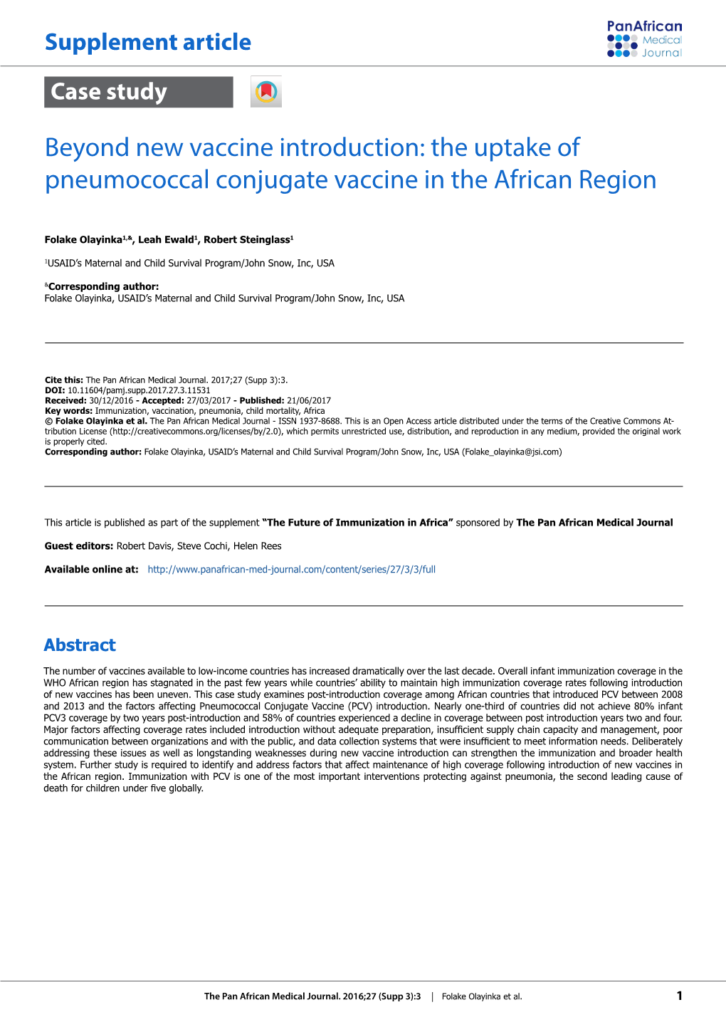 Beyond New Vaccine Introduction: the Uptake of Pneumococcal Conjugate Vaccine in the African Region