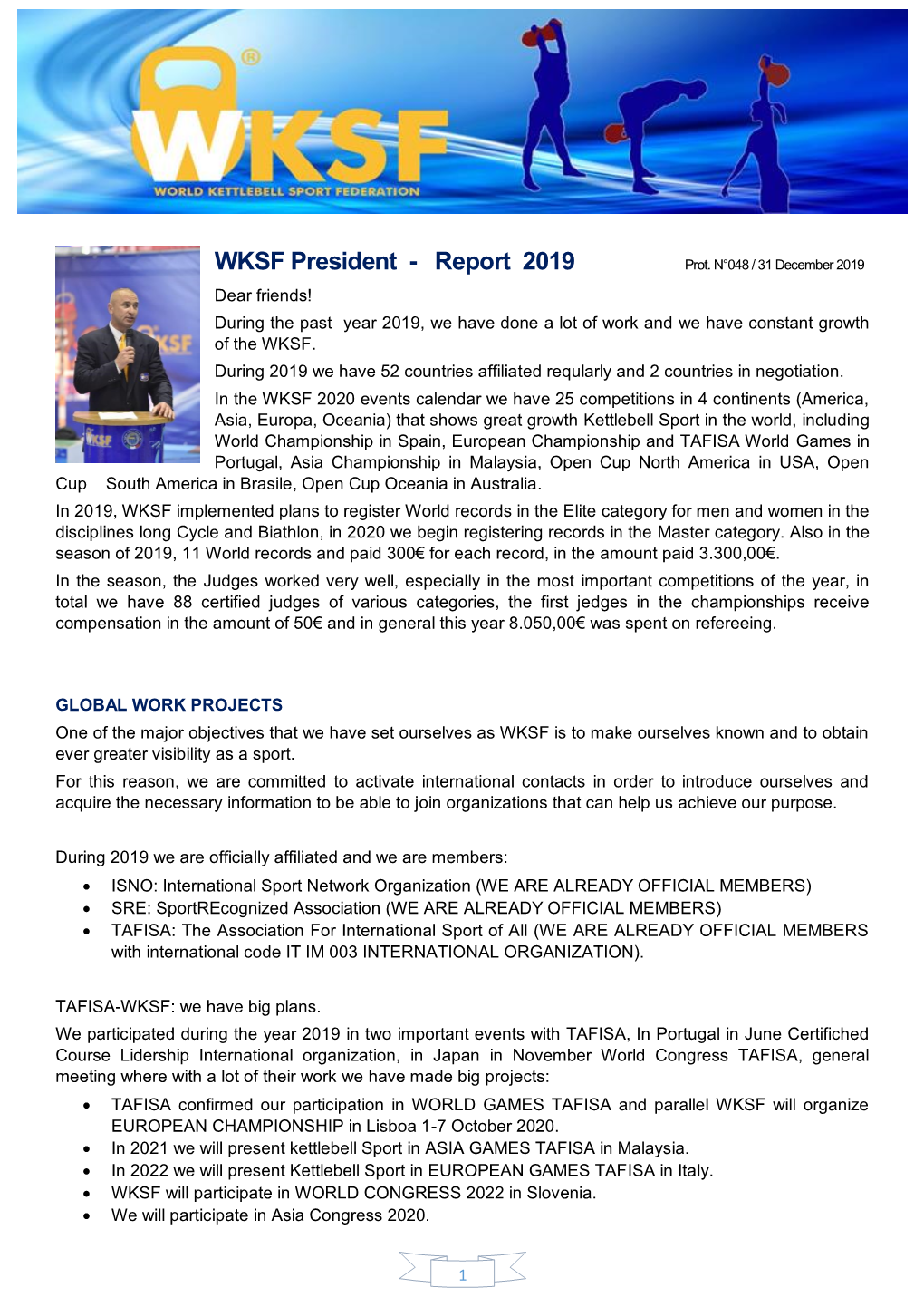 WKSF President - Report 2019 Prot