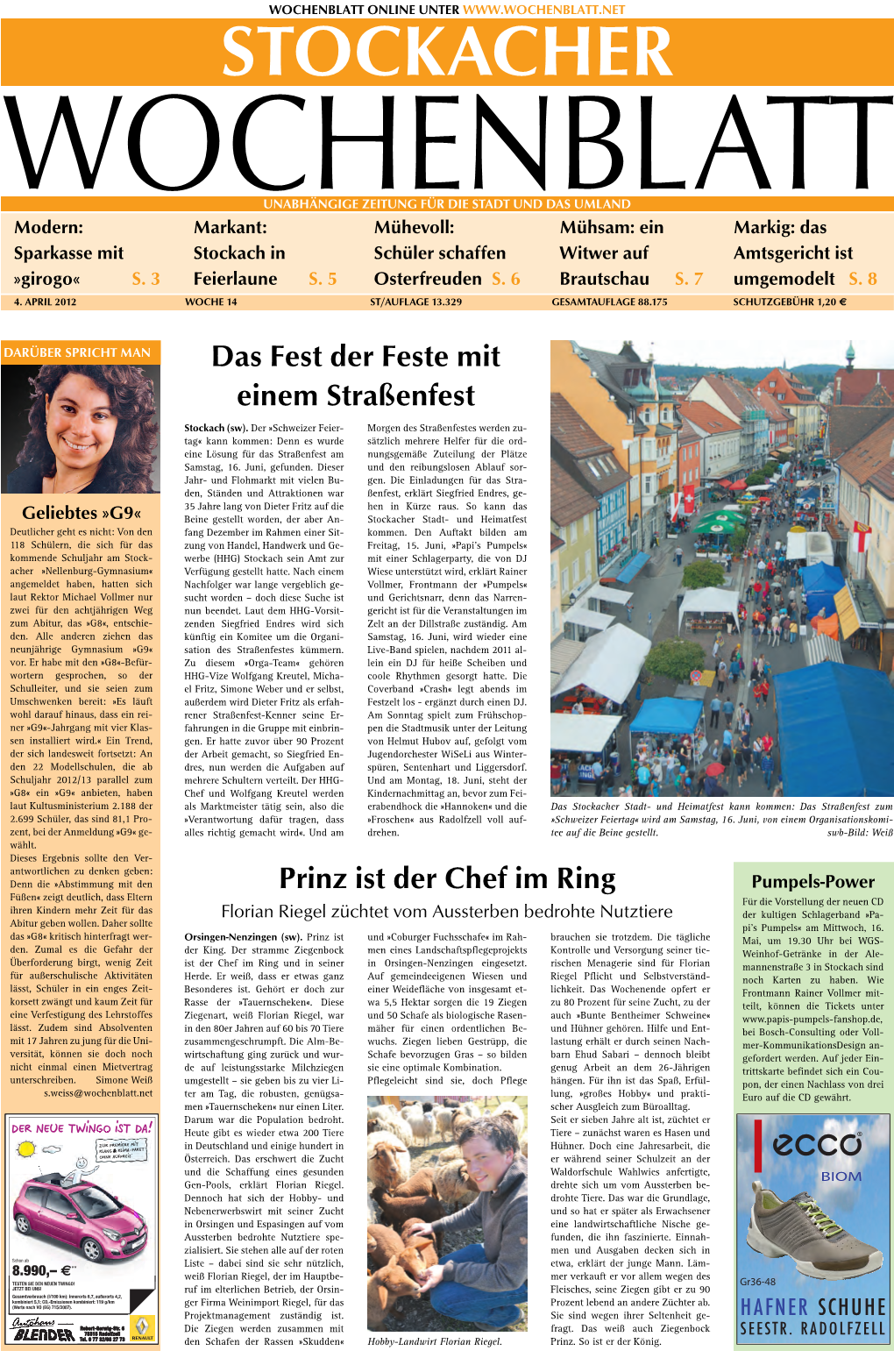 Singener Wochenblatt Vom 4. April 2012