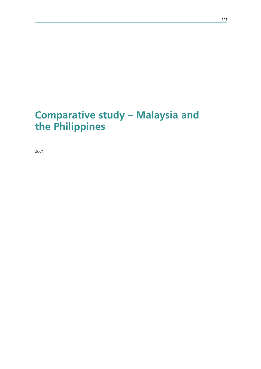 Comparative Study – Malaysia and the Philippines