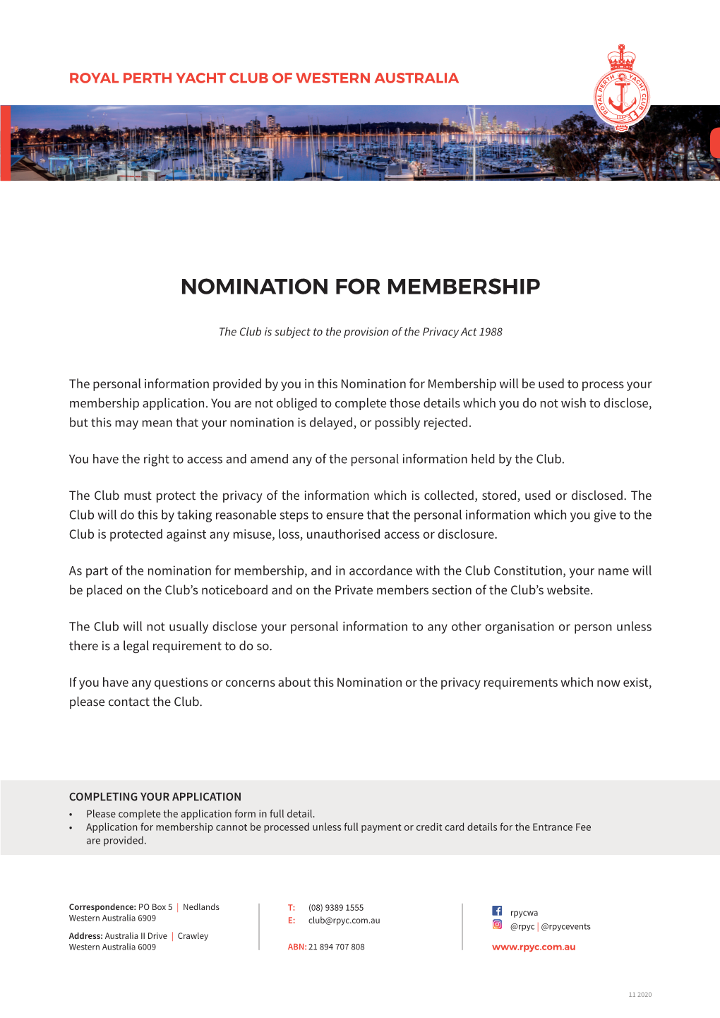 Nomination for Membership