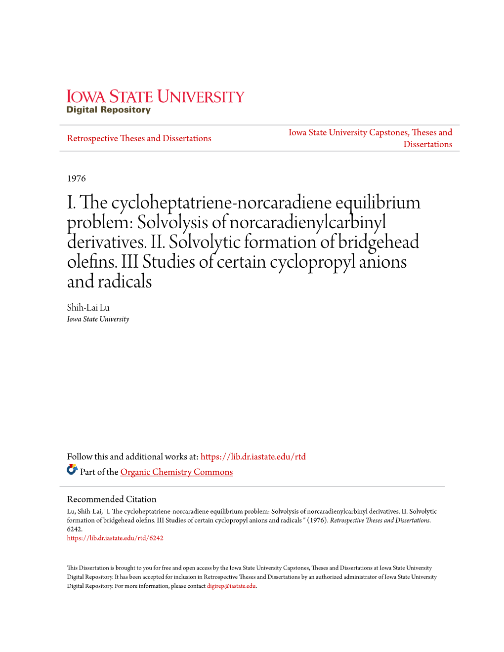 I. the Cycloheptatriene-Norcaradiene Equilibrium Problem: Solvolysis of Norcaradienylcarbinyl Derivatives