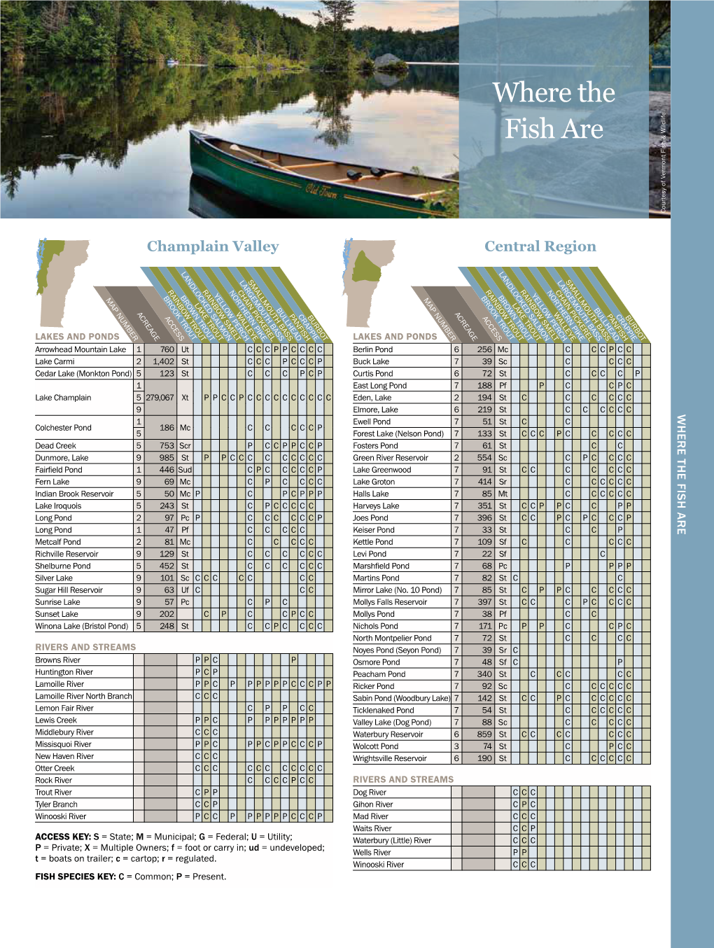 WHERE the FISH ARE Courtesy of Vermont Fish & Wildlife & Fish Vermont of Courtesy P P P P C C C C C C C C C C C C C C C C C C C C C C BURBOT C