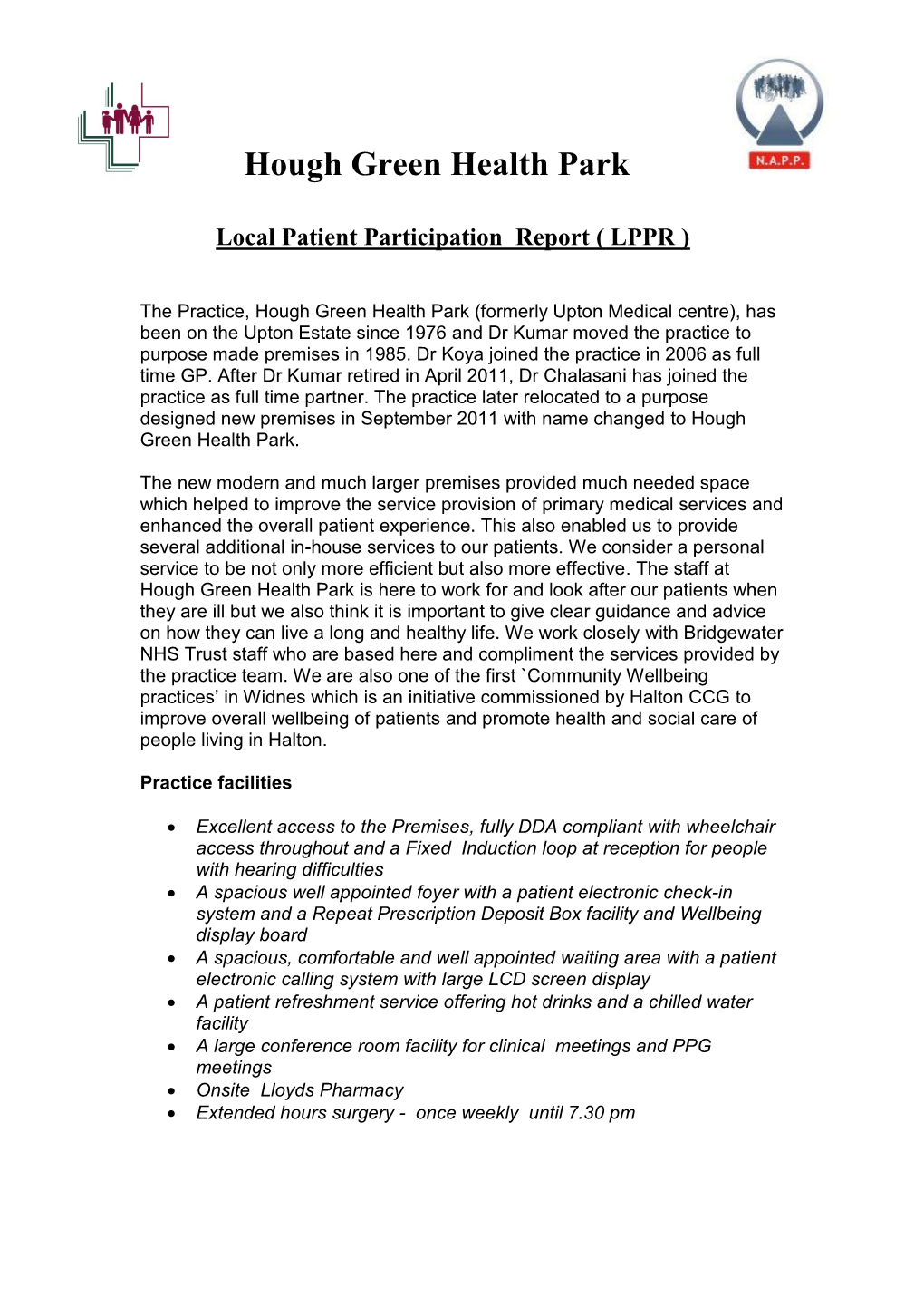 Local Patient Participation Report ( LPPR )