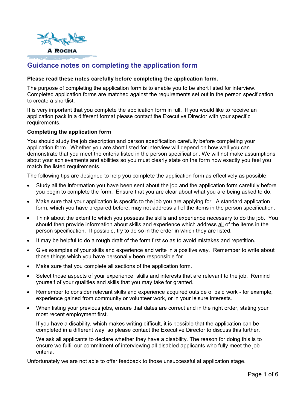 Guidance Notes on Completing the Application Form