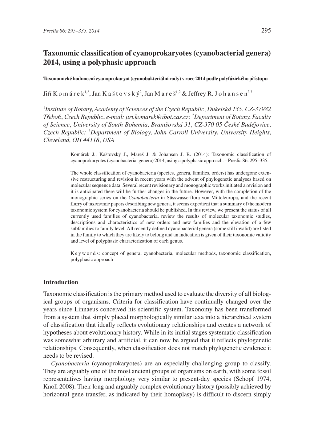 (Cyanobacterial Genera) 2014, Using a Polyphasic Approach