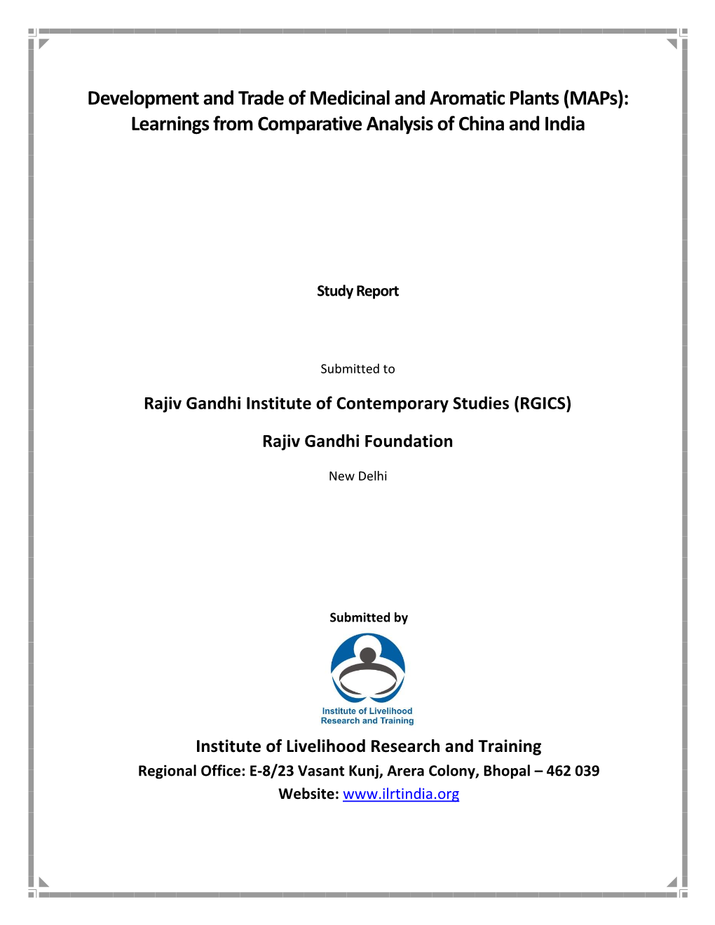 Development and Trade of Medicinal and Aromatic Plants (Maps): Learnings from Comparative Analysis of China and India