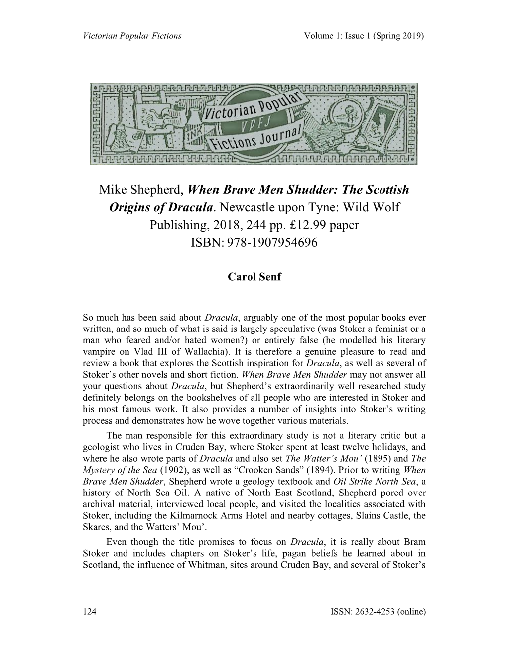 Mike Shepherd, When Brave Men Shudder: the Scottish Origins of Dracula