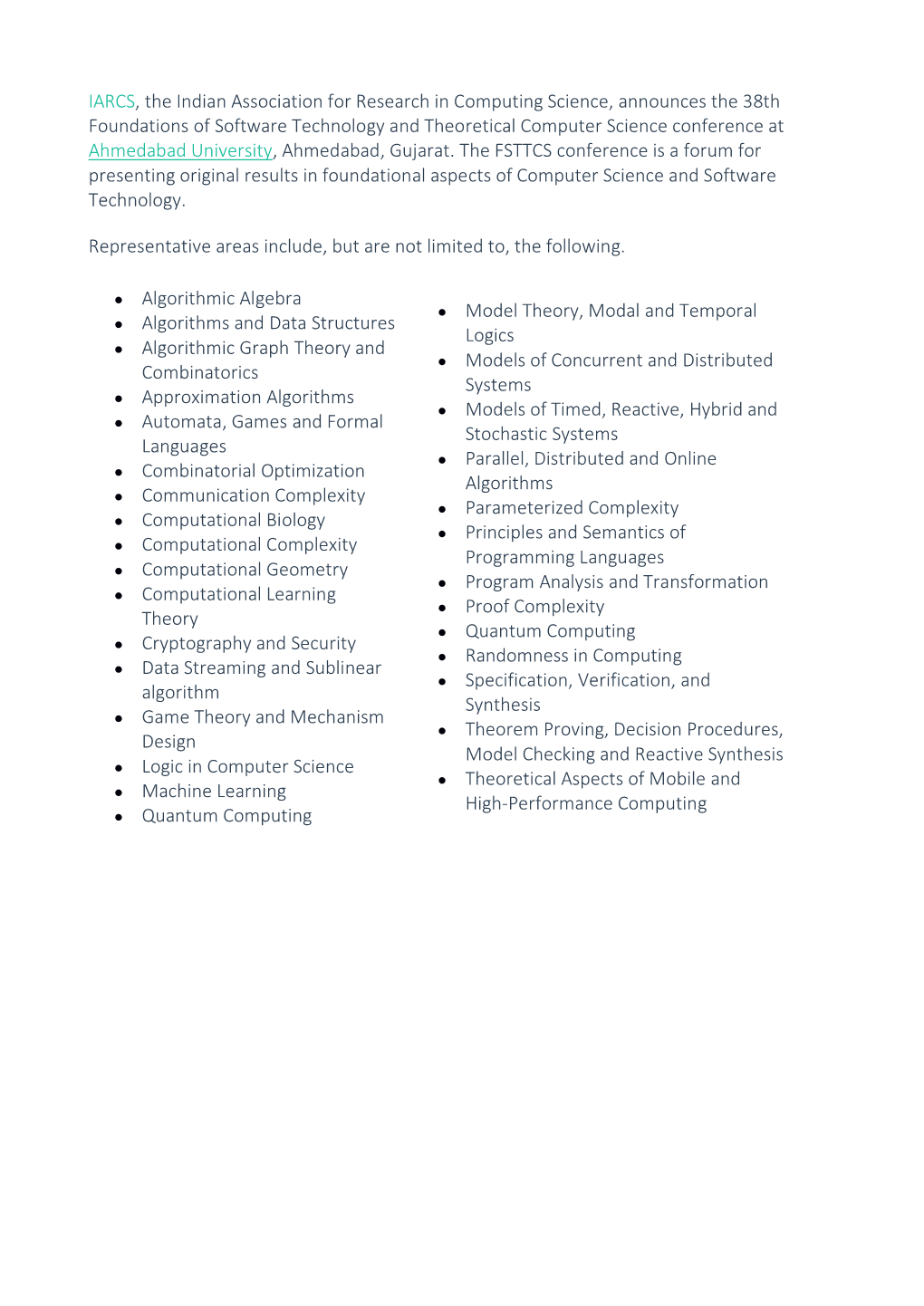 IARCS, the Indian Association for Research in Computing Science