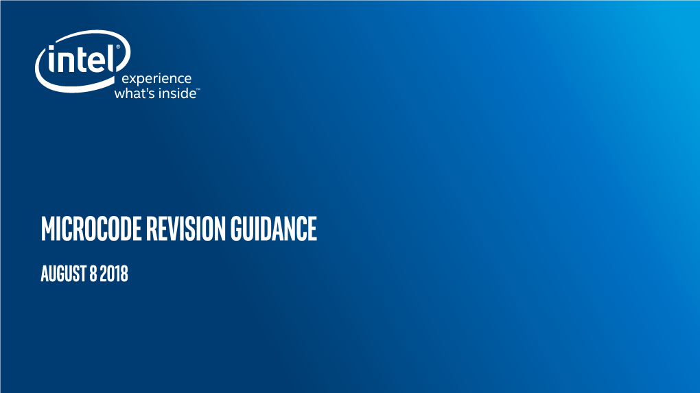 Intel Microcode Revision Guidance