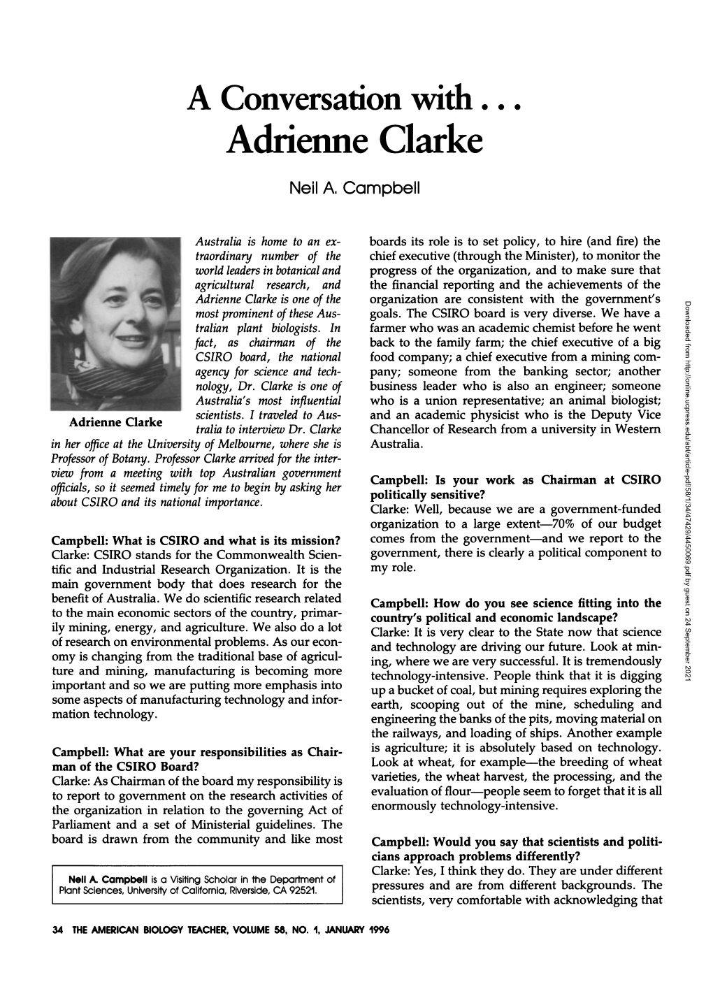 A Conversation With... Adrienne Clarke
