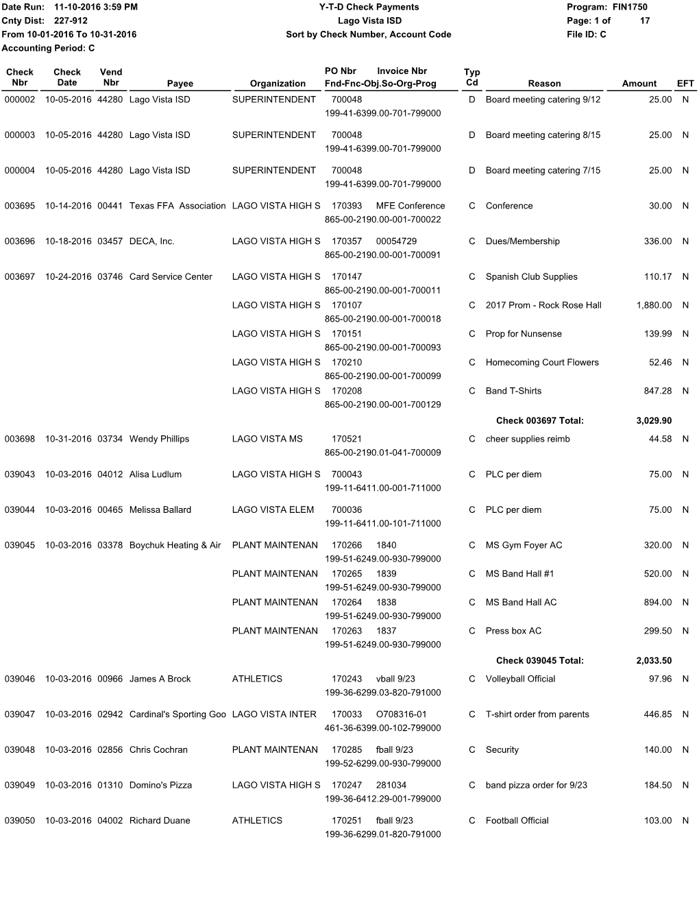 Check Nbr Check Date Reason Typ Cd Amount Date