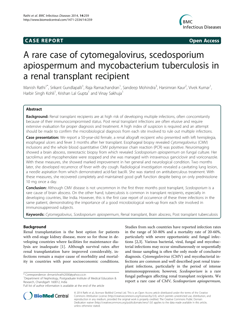 A Rare Case of Cytomegalovirus, Scedosporium