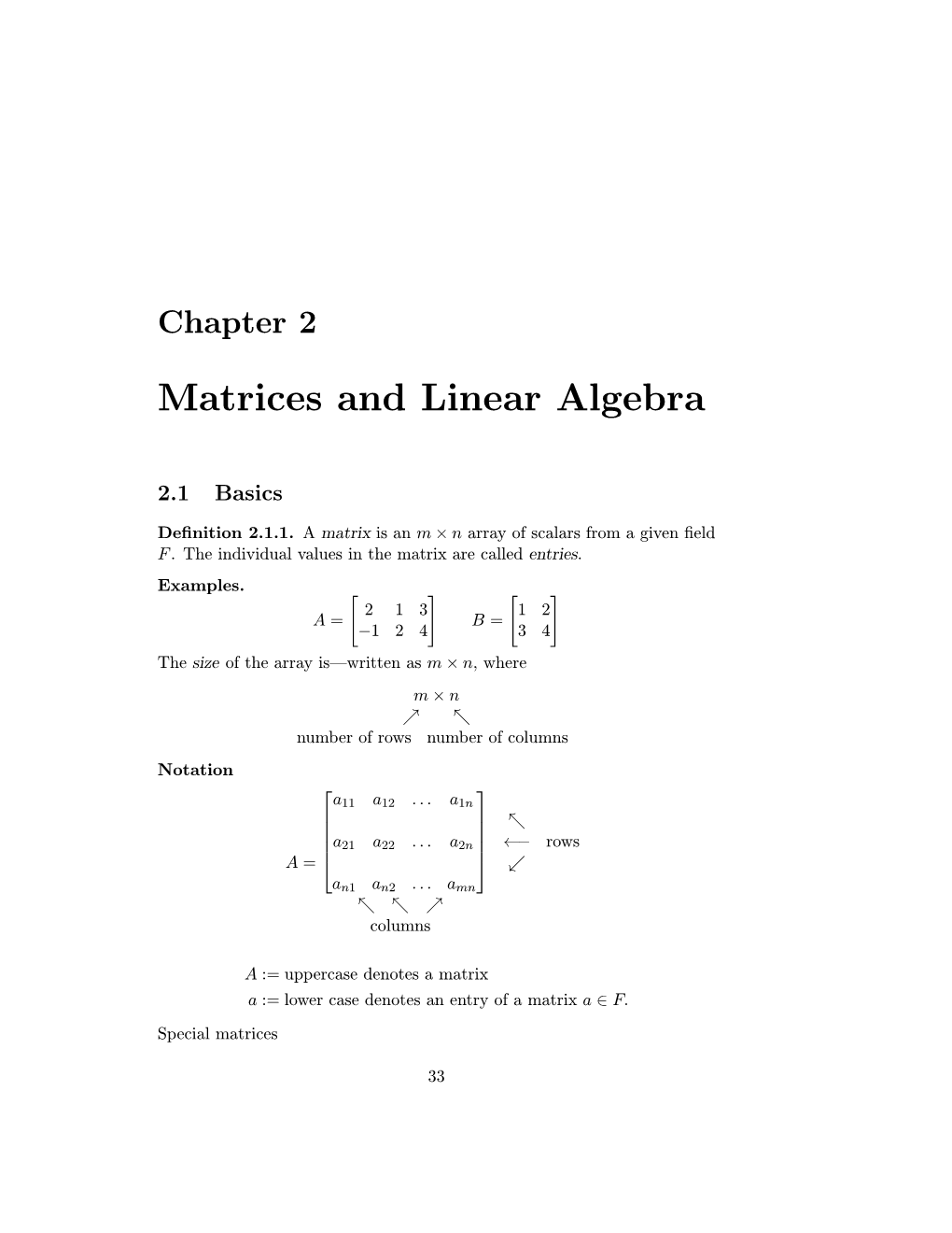 Matrices and Linear Algebra