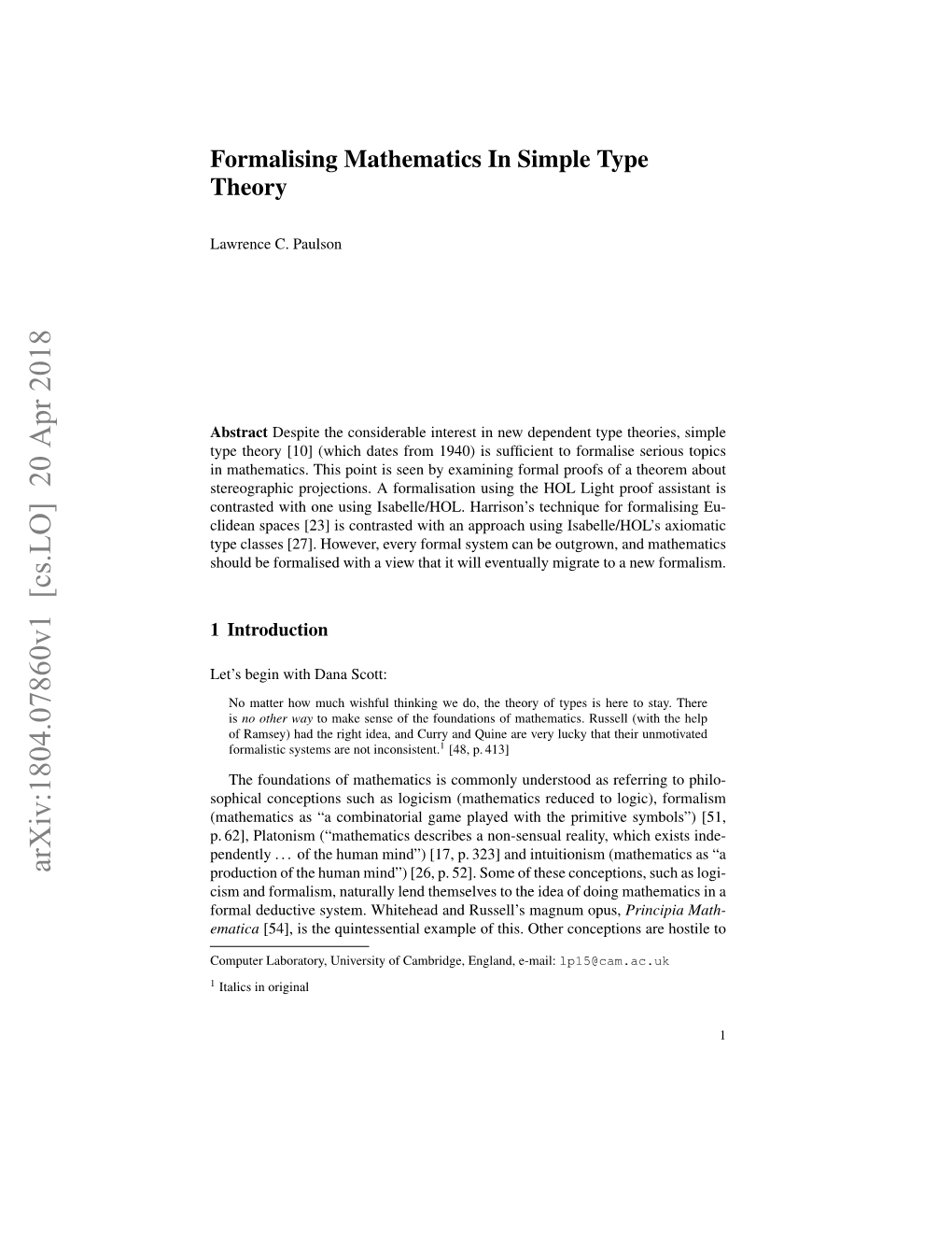 Formalising Mathematics in Simple Type Theory
