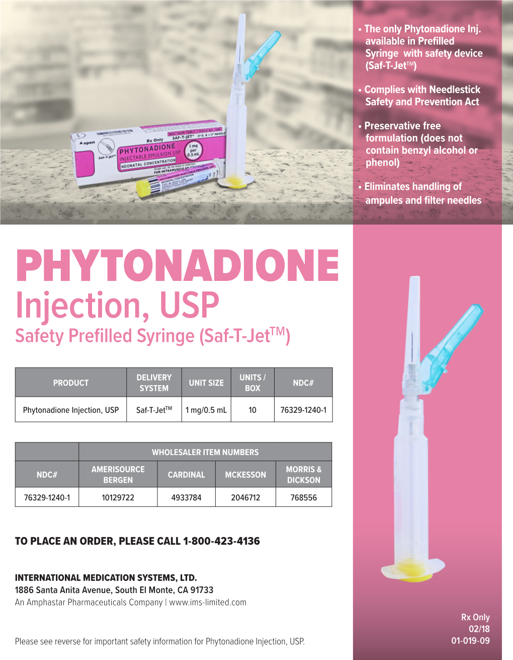 PHYTONADIONE Injection, USP Safety Prefilled Syringe (Saf-T-Jet™)