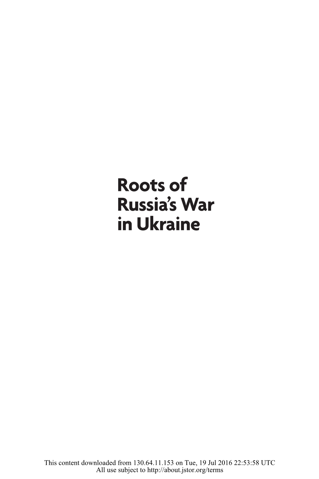 Roots of Russia's War in Ukraine Book Author(S): ELIZABETH A