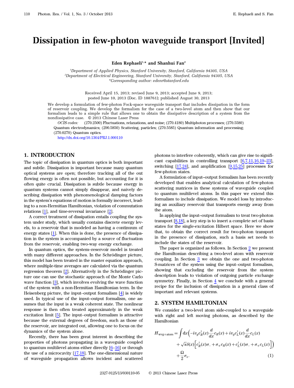 Dissipation in Few-Photon Waveguide Transport [Invited]