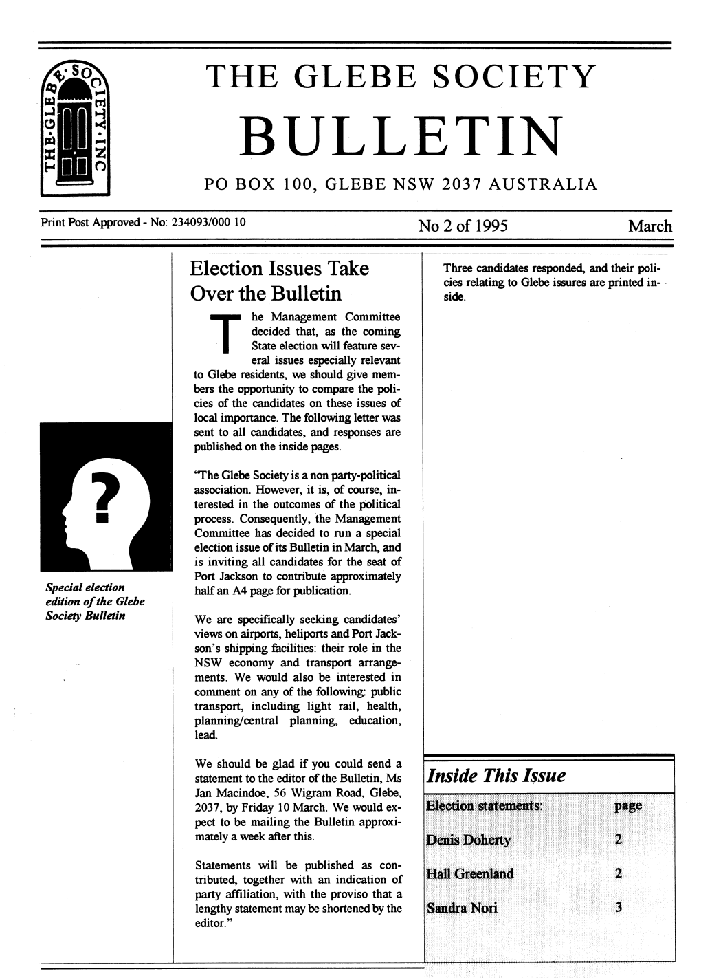 Glebe Society Bulletin 1995 Issue 02