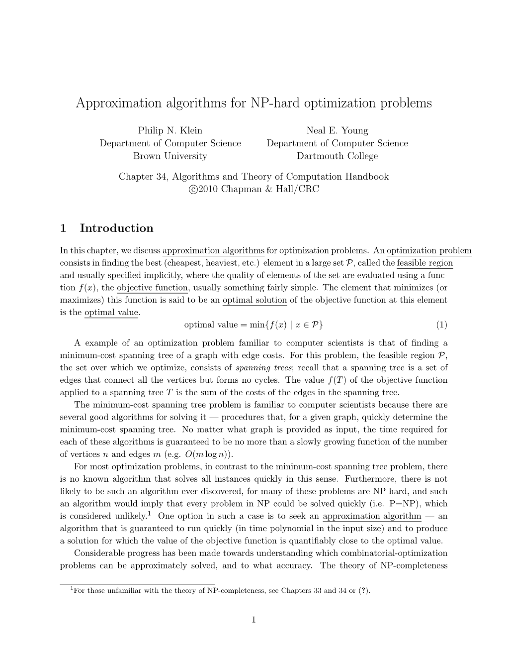 Approximation Algorithms for NP-Hard Optimization Problems