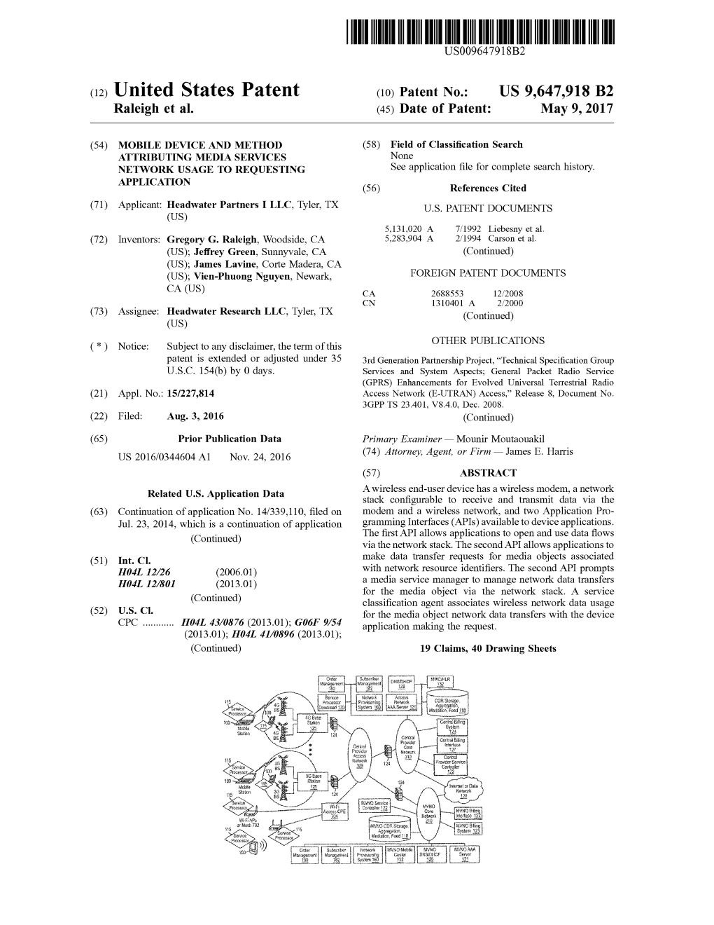 (12) United States Patent (10) Patent No.: US 9,647,918 B2 Raleigh Et Al