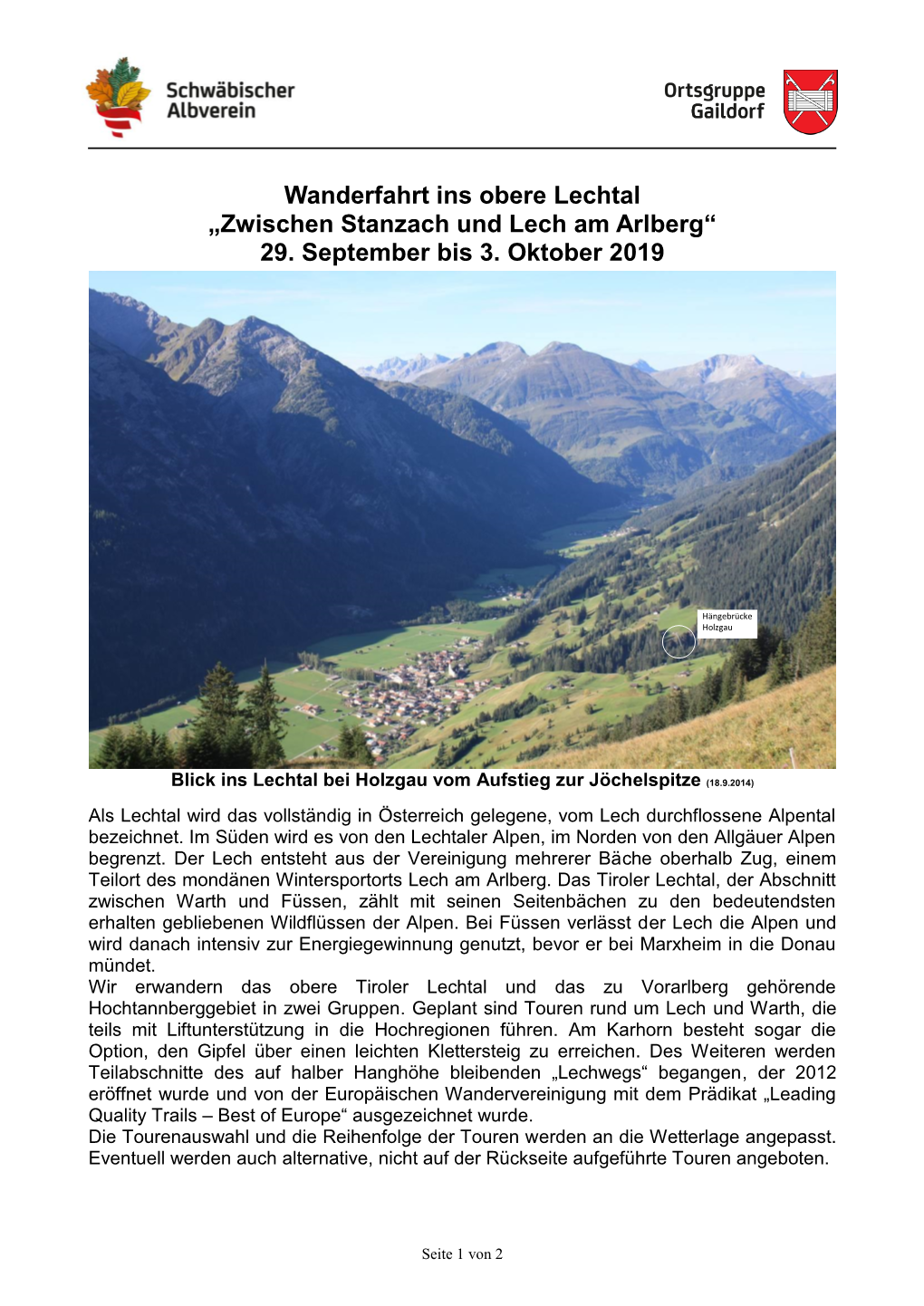 Wanderfahrt Ins Obere Lechtal „Zwischen Stanzach Und Lech Am Arlberg“ 29